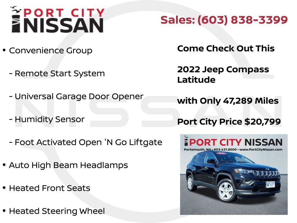 Used 2022 Diamond Black Jeep Latitude w/convenience group image 21
