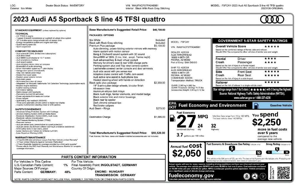 Certified Used 2023 White Audi 45 S line Premium Plus image 4