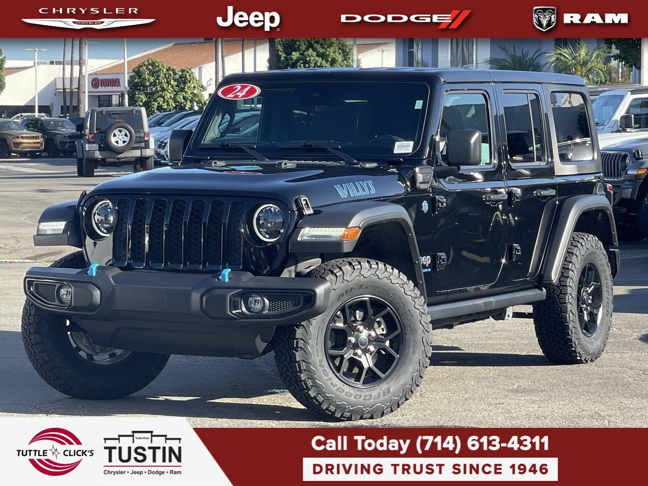Used 2024 Black Clearcoat Jeep Willys image 1