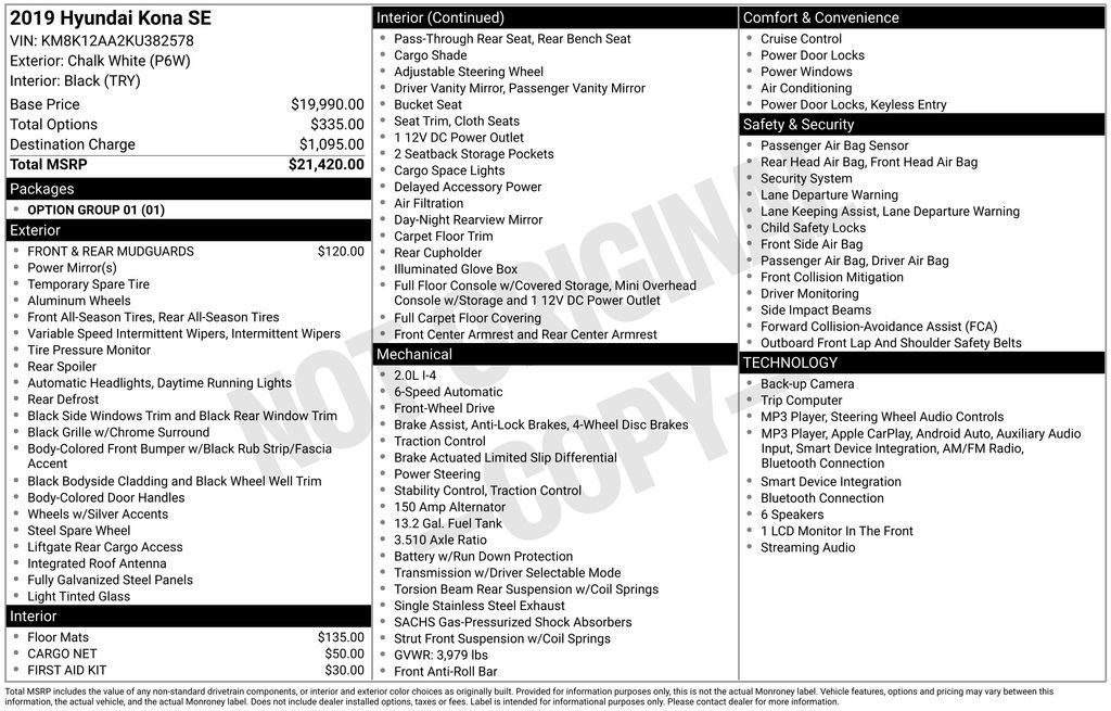Used 2019 White Hyundai SE image 5