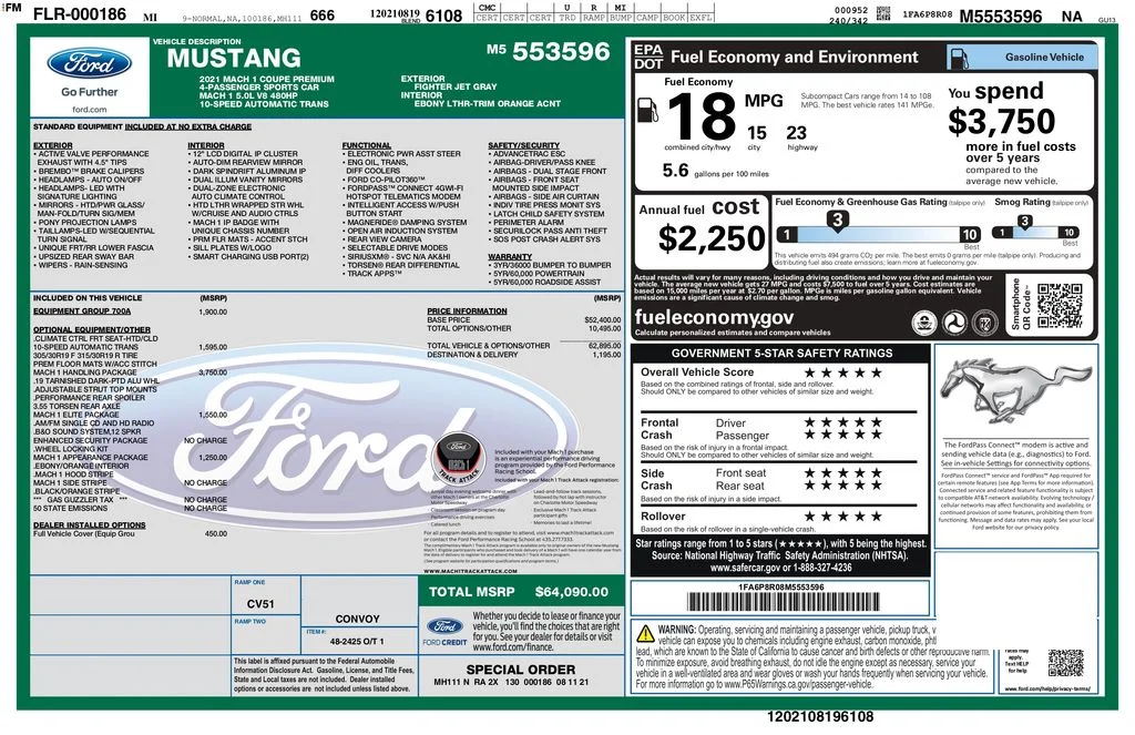 Used 2021 Gray Ford Mach 1 image 3