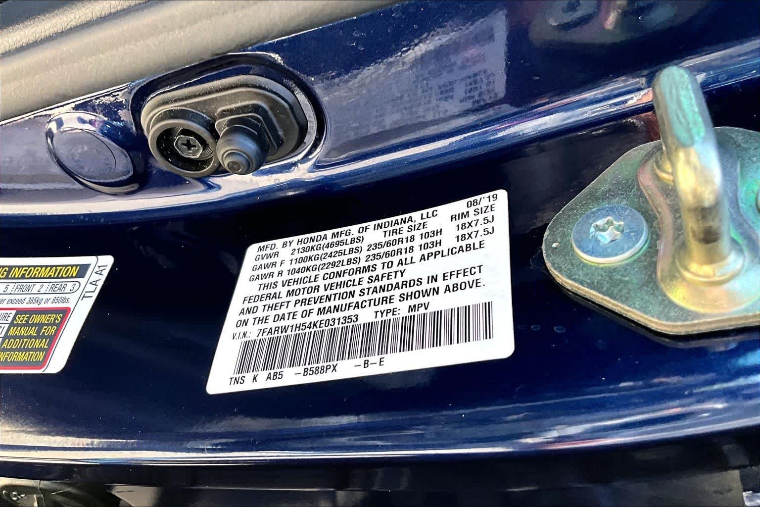 Used 2019 Obsidian Blue Pearl Honda EX image 35