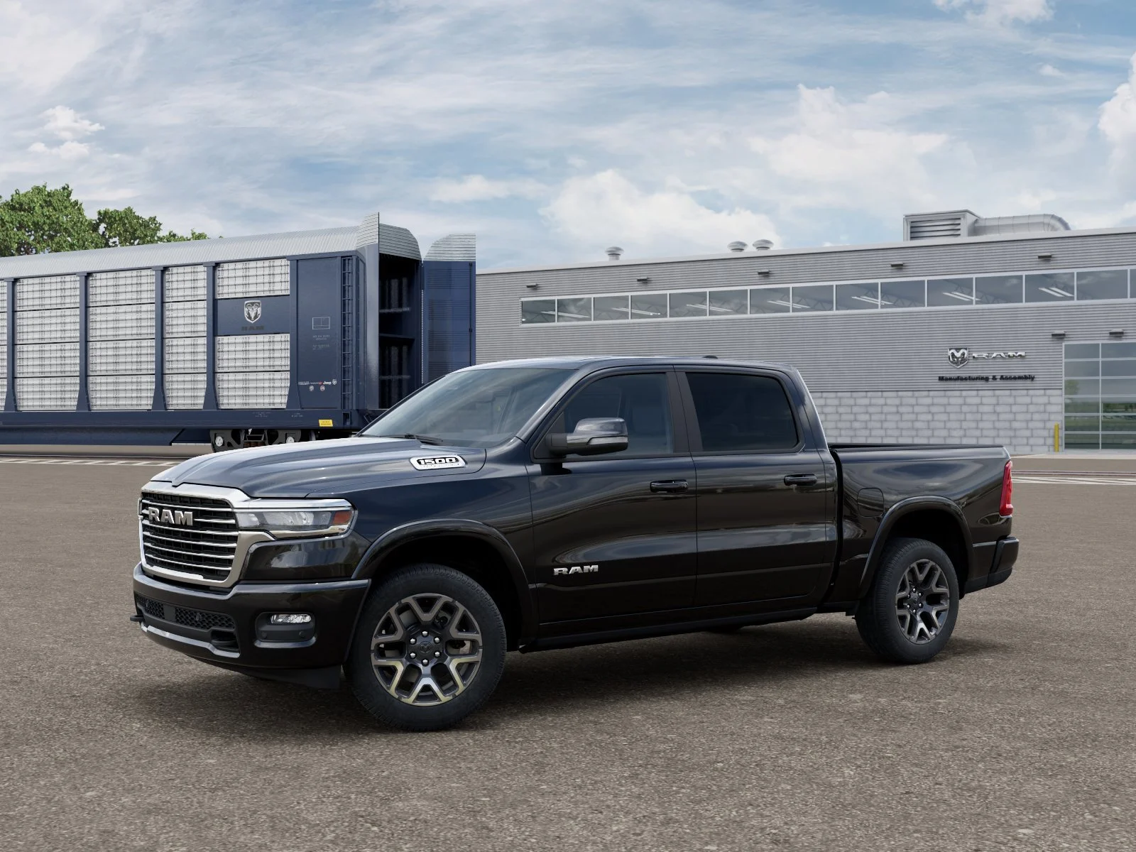 New 2026 Diamond Black Crystal Pearl-Coat Exterior Paint RAM Laramie image 2