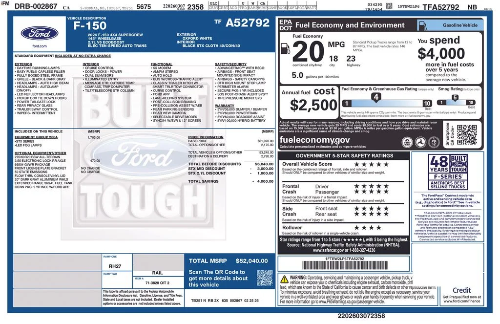 New 2026 Oxford White Ford STX image 2