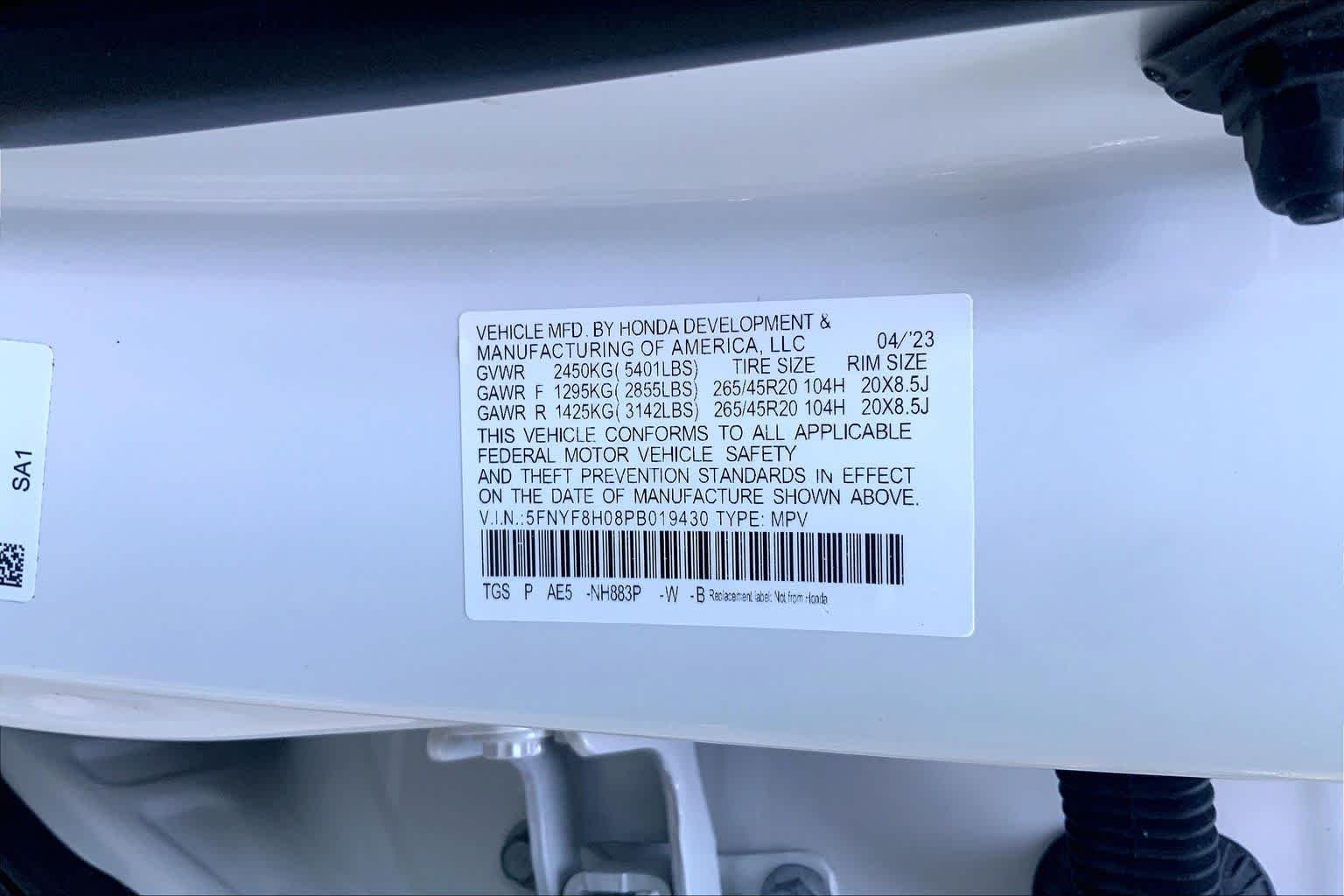 Used 2023 Platinum White Pearl Honda Elite image 31