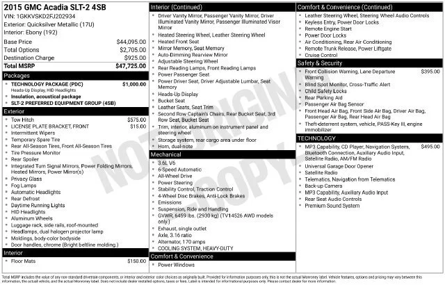 Used 2015 QUICKSILVER METALLIC GMC SLT image 1