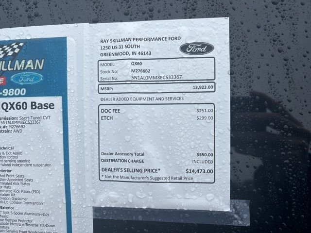 Used 2014 INFINITI QX60 Base with VIN 5N1AL0MM8EC533367 for sale in Greenwood, IN