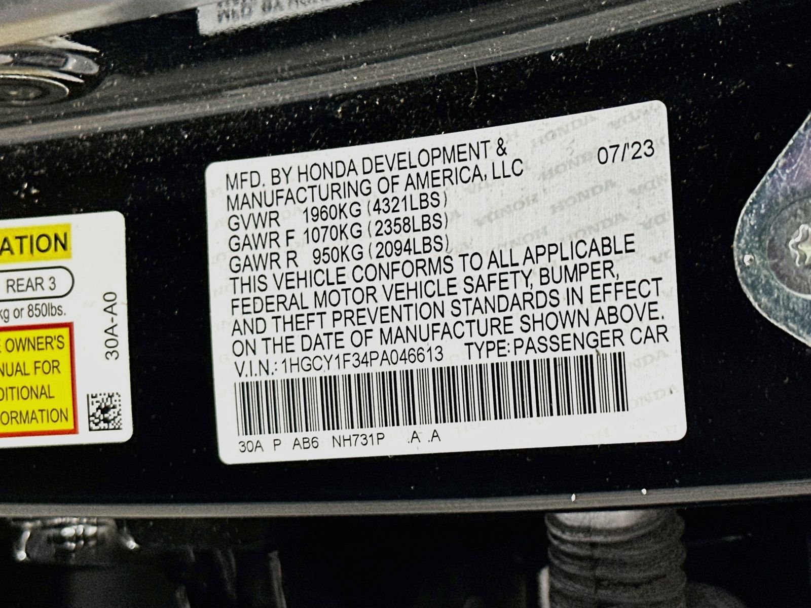 Used 2023 Crystal Black Pearl Honda EX image 30