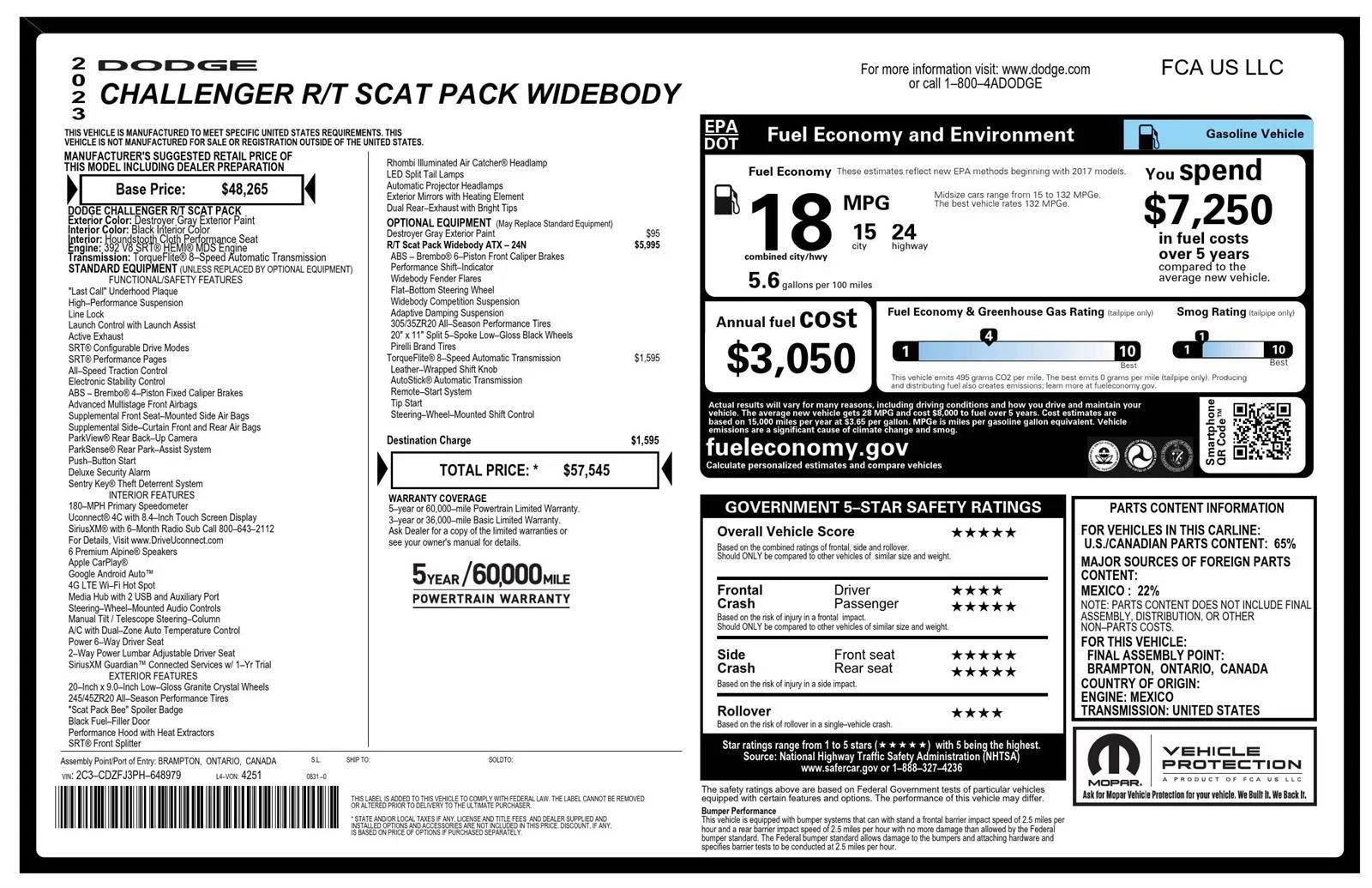 Used 2023 Destroyer Gray Clearcoat Dodge R/T Scat Pack Widebody image 44