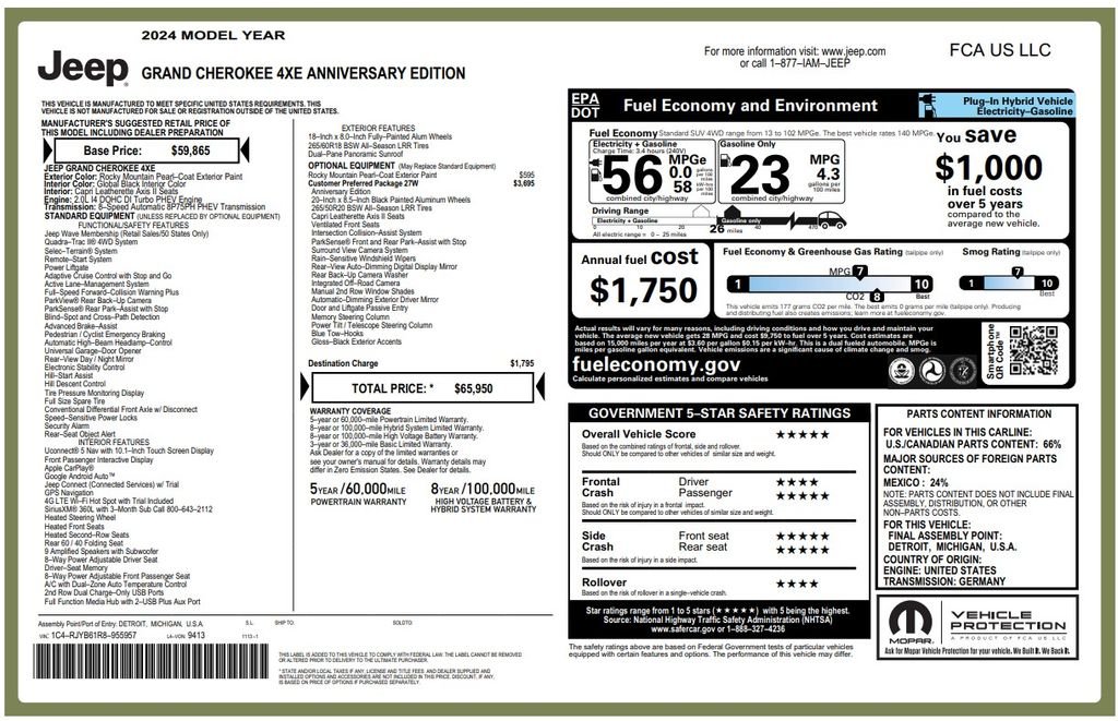 Used 2024 Pearlcoat Jeep Anniversary Edition 4xe image 4
