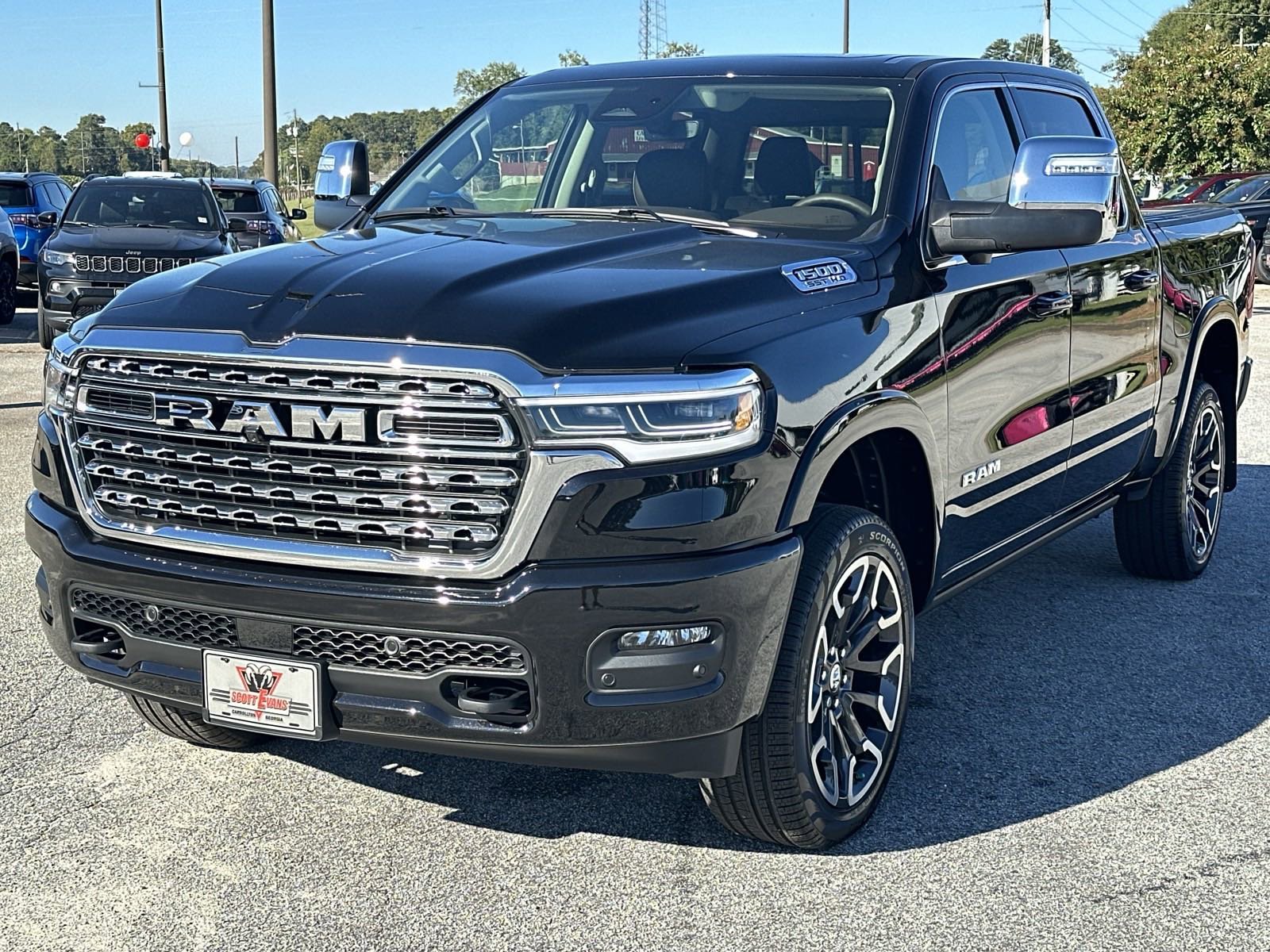 New 2025 Diamond Black Crystal Pearl-Coat Exterior Paint RAM Longhorn 4x4 Crew Cab 5