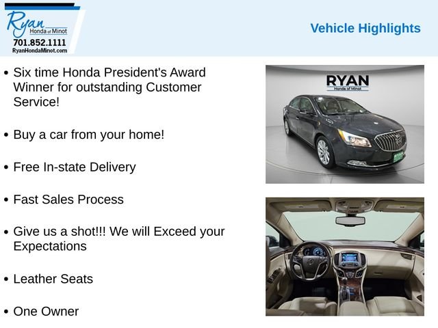 Used 2015 Buick LaCrosse Leather with VIN 1G4GB5G30FF214896 for sale in Minot, ND