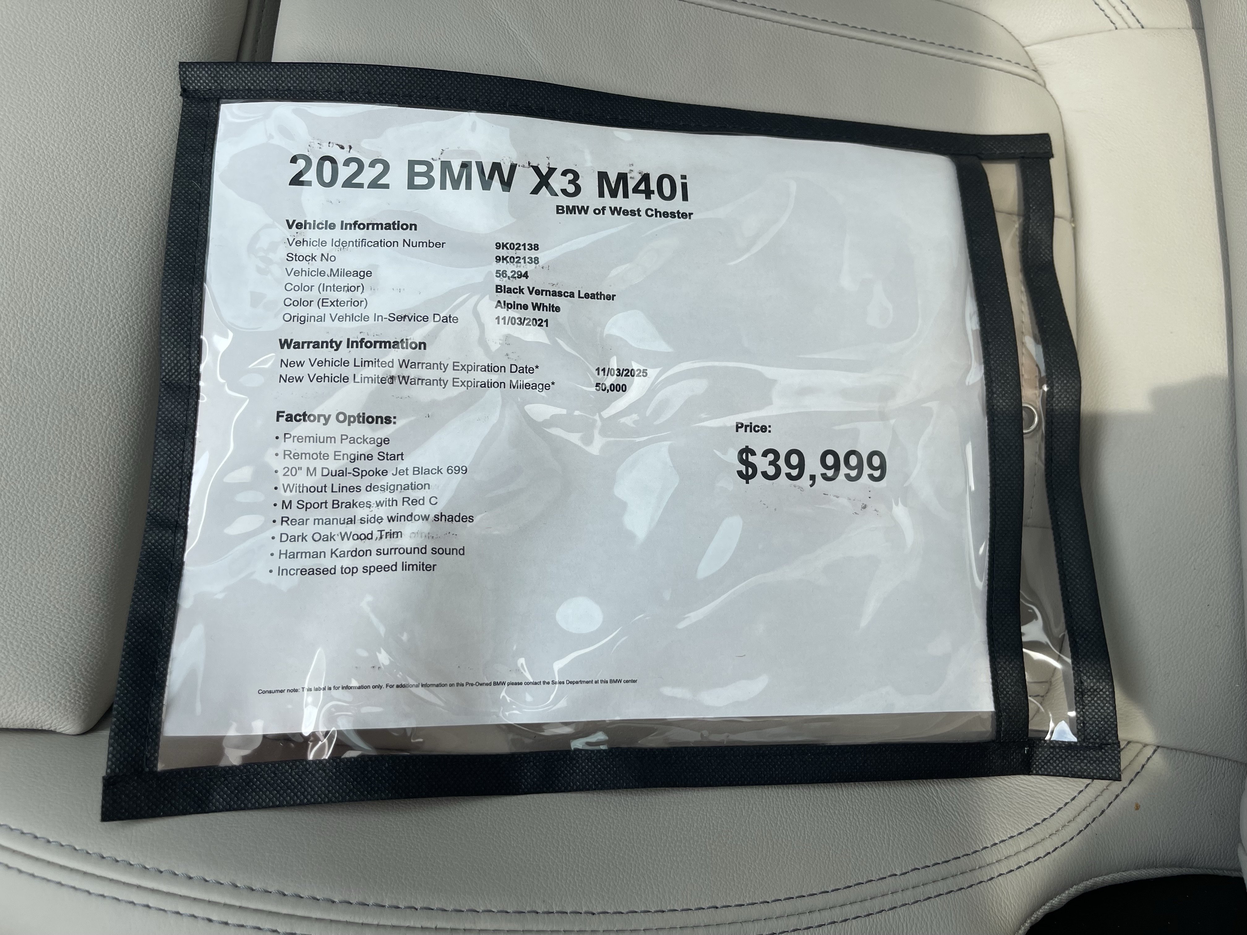 Used 2022 ALPINE WHITE BMW M40i image 7