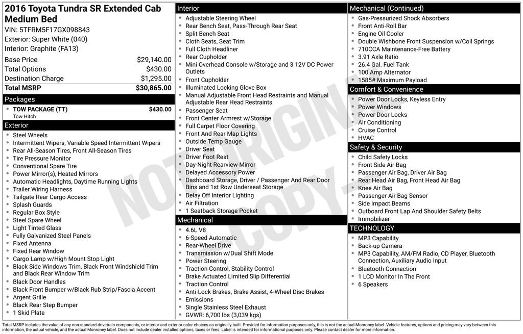 Used 2016 White Toyota SR image 2