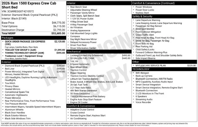 New 2026 Diamond Black Crystal Pearl-Coat Exterior Paint RAM Express image 4