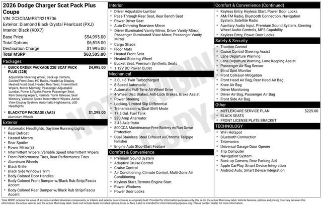 New 2026 Diamond Black Crystal Pearlcoat Dodge Scat Pack Plus image 31