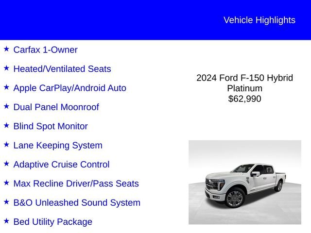 Certified Used 2024 White Metallic Ford Platinum image 2