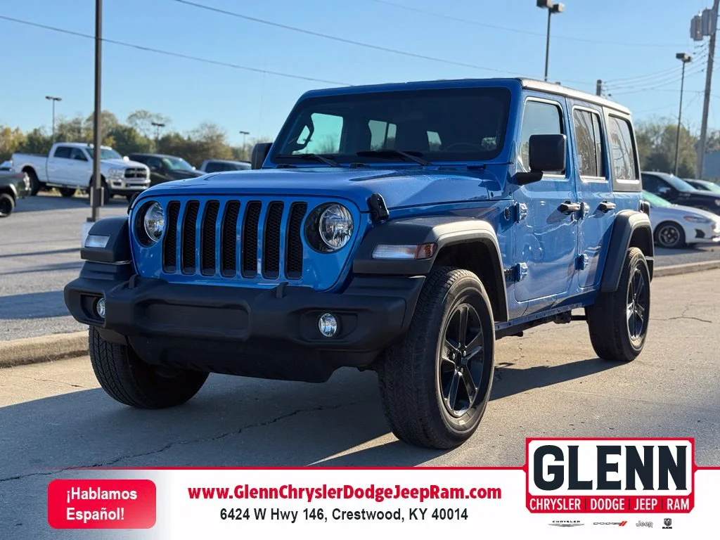 Used 2021 Blue Jeep Unlimited Sport Altitude image 1