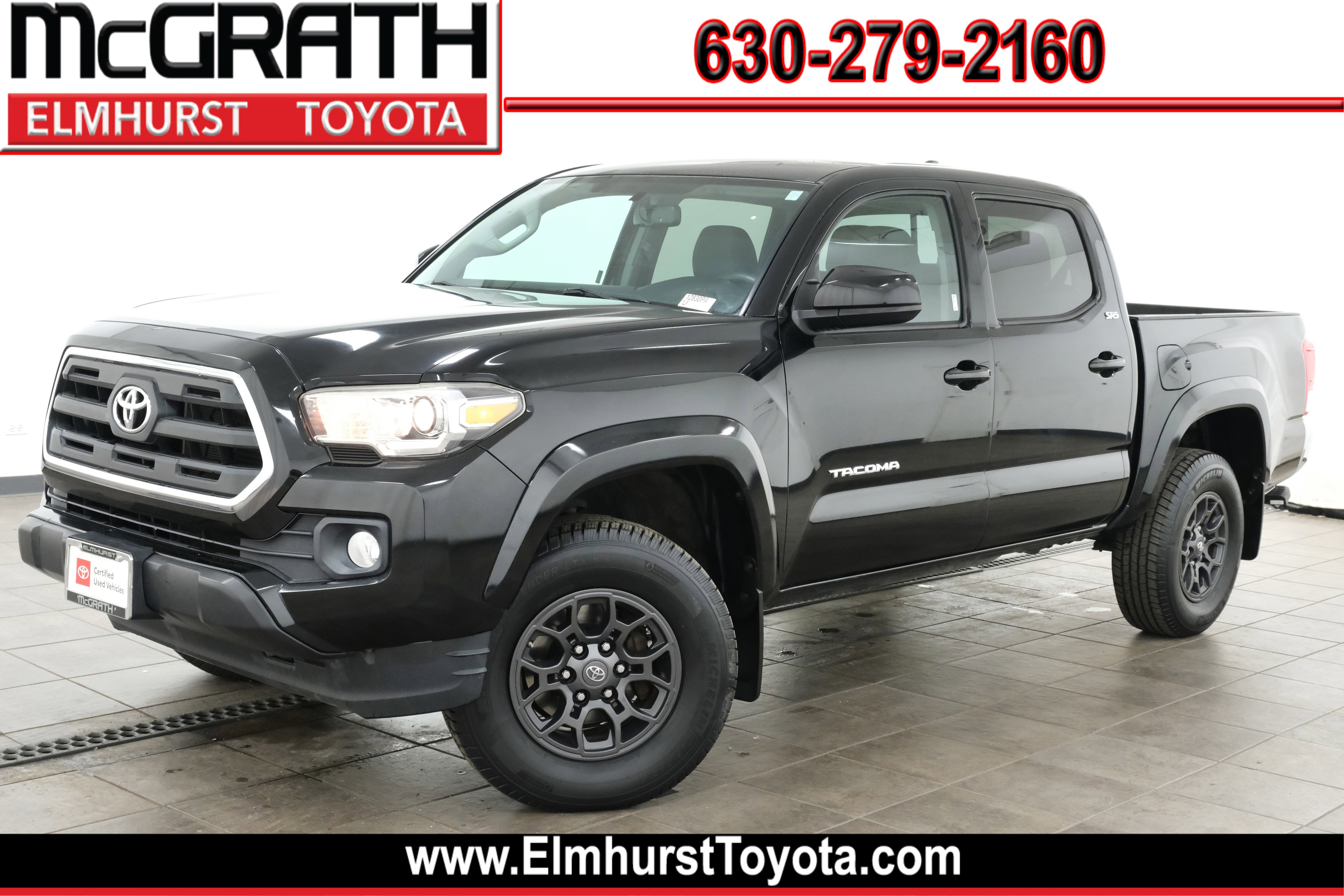 Black 2017 Toyota Tacoma SR5 V6 Double Cab 4WD Pickup Truck Four-Wheel Drive