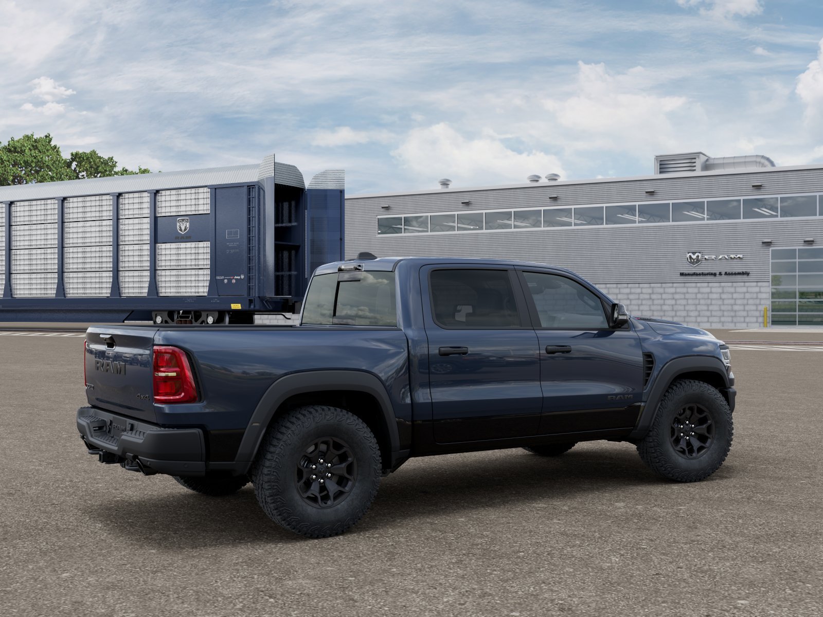 New 2026 Forged Blue Metallic Exterior Paint RAM RHO Crew Cab 4x4 57