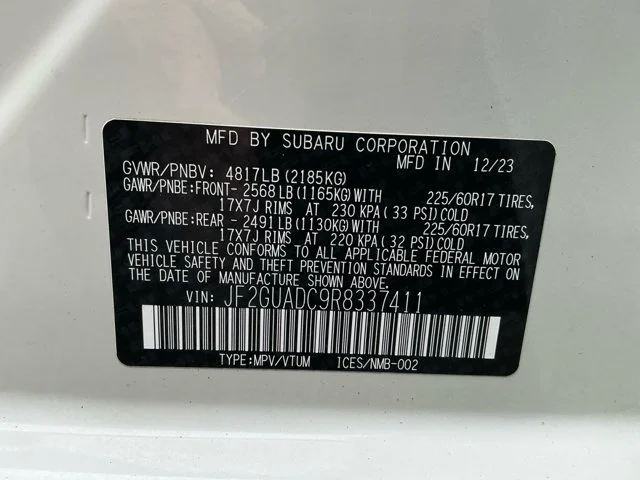 Used 2024 Crystal White Pearl Subaru Premium image 16