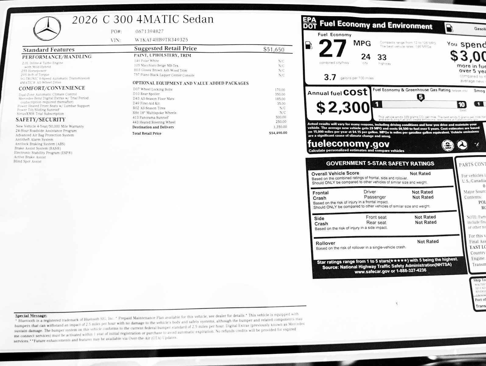 New 2026 Polar White Mercedes-Benz C 300 image 27