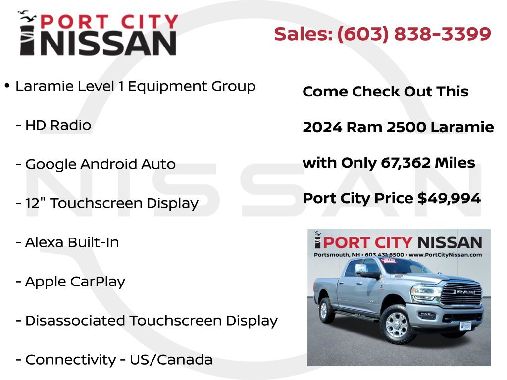Used 2024 Billet Silver Metallic Ram Laramie level 1 w/safety group & cummins 6.7l diesel image 33