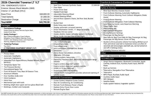 2026 Chevrolet Traverse LT - Photo 53