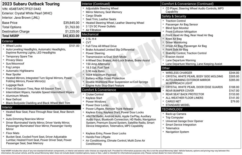 Used 2023 White Subaru Touring image 8