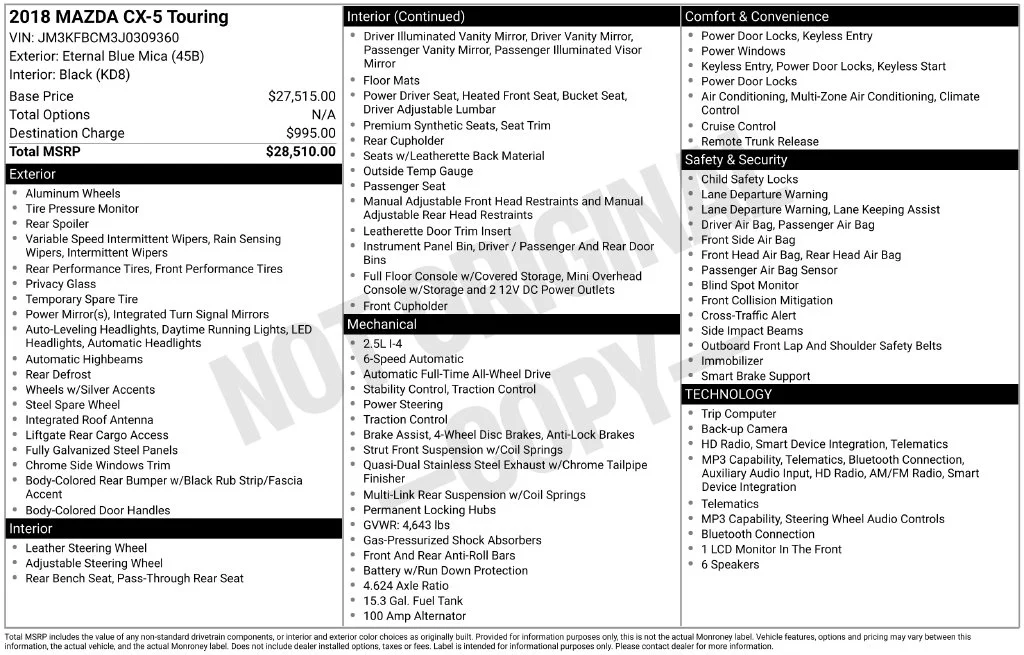 Certified Used 2018 Blue Mazda Touring AWD image 40