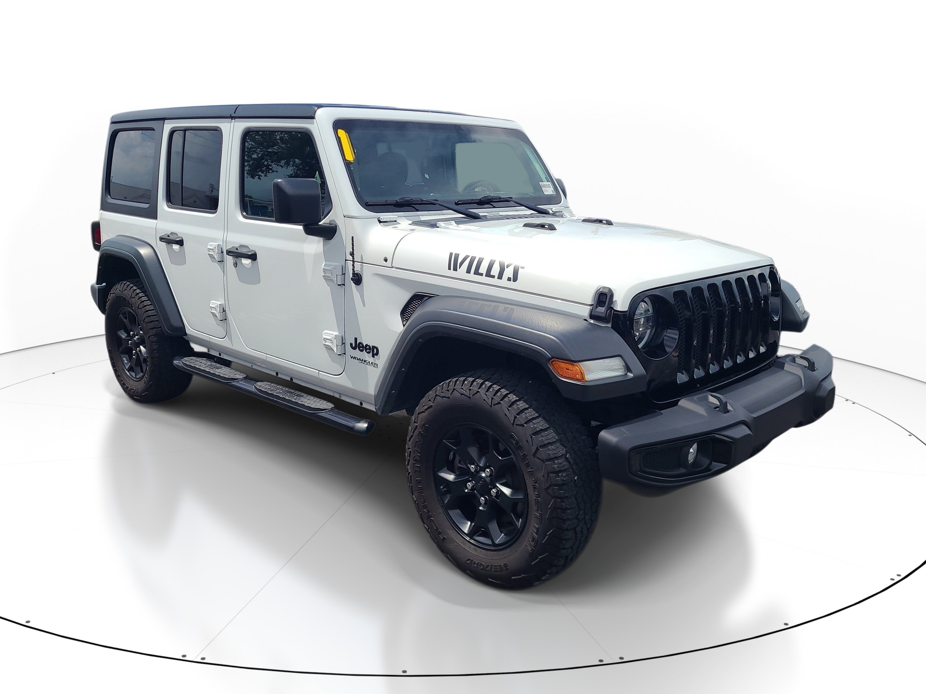 Used 2021 Bright White Clearcoat Jeep Unlimited Willys image 1