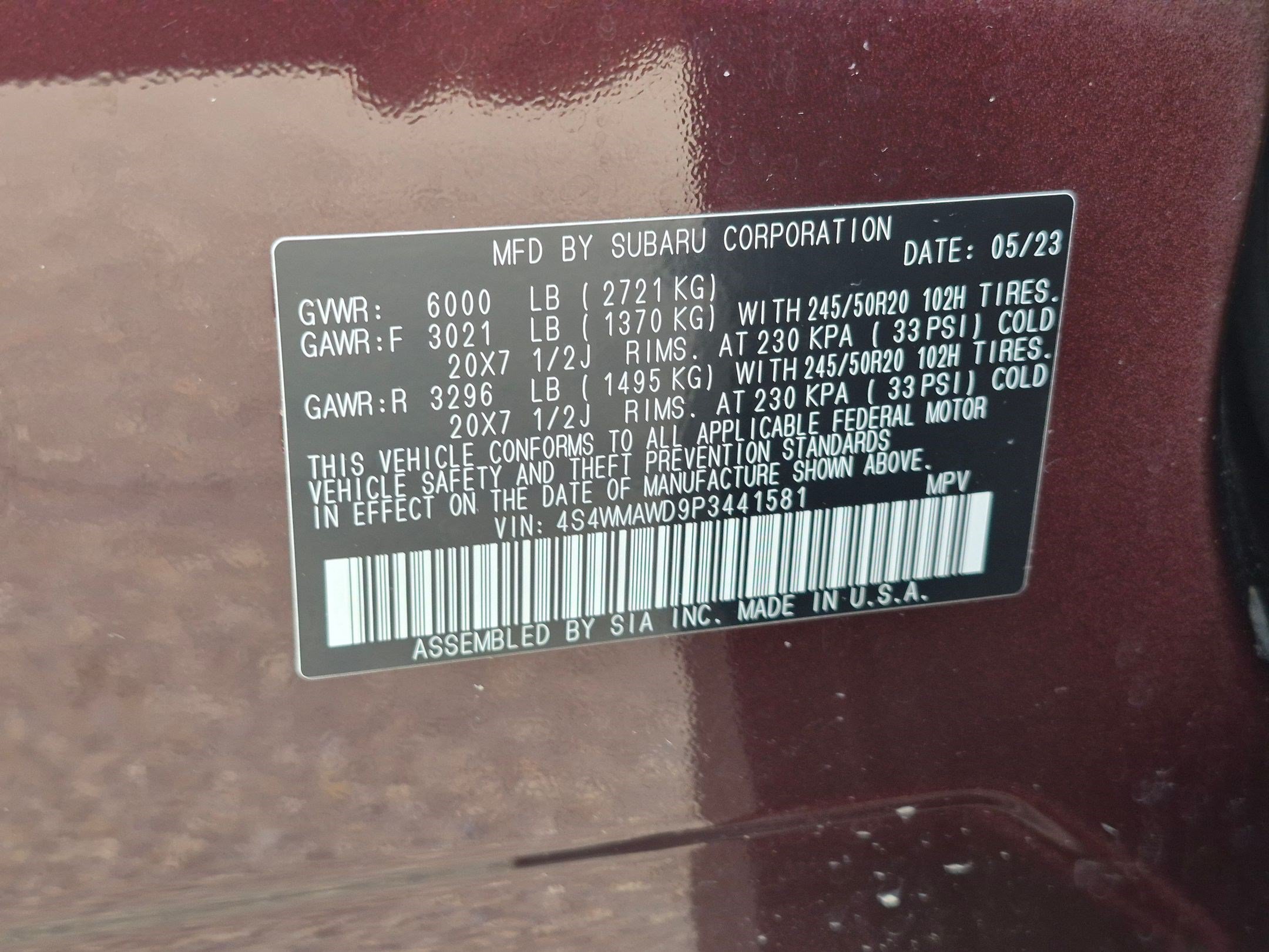 Used 2023 Dark Mahogany Pearl Subaru Touring image 33