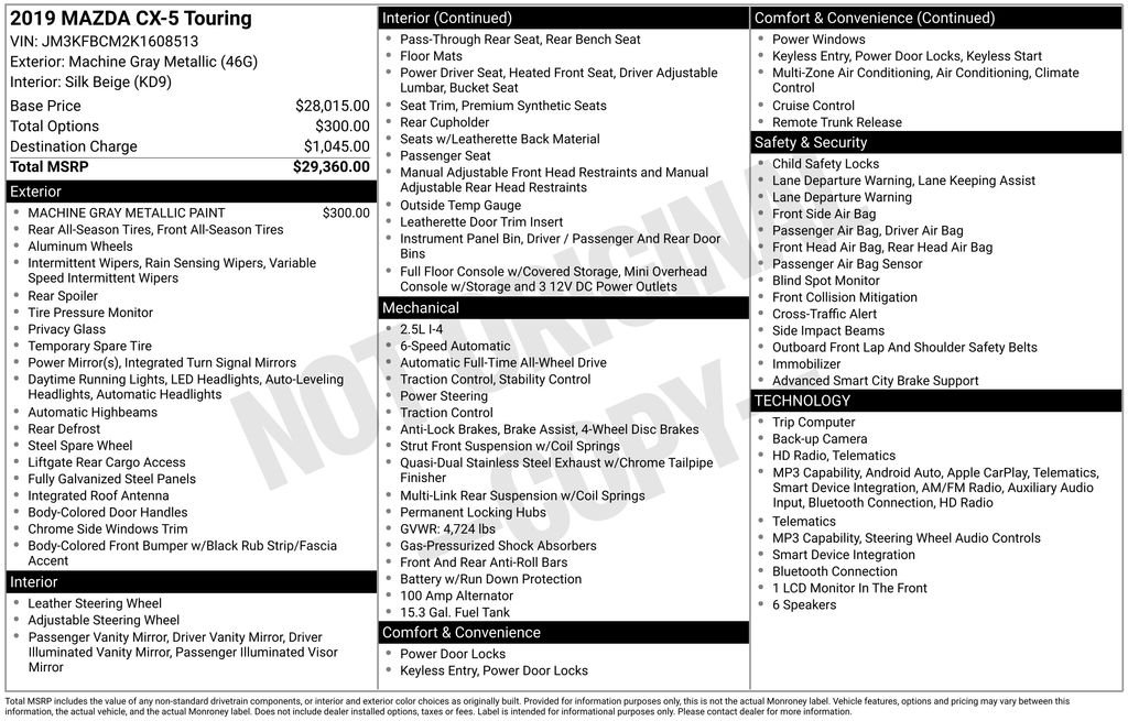 Used 2019 Machine Gray Metallic Mazda Touring image 10