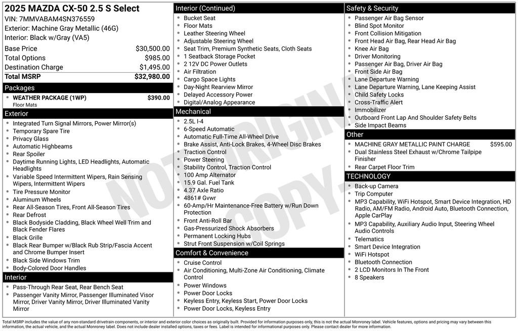 Used 2025 Gray Mazda 2.5 S Select Package image 9