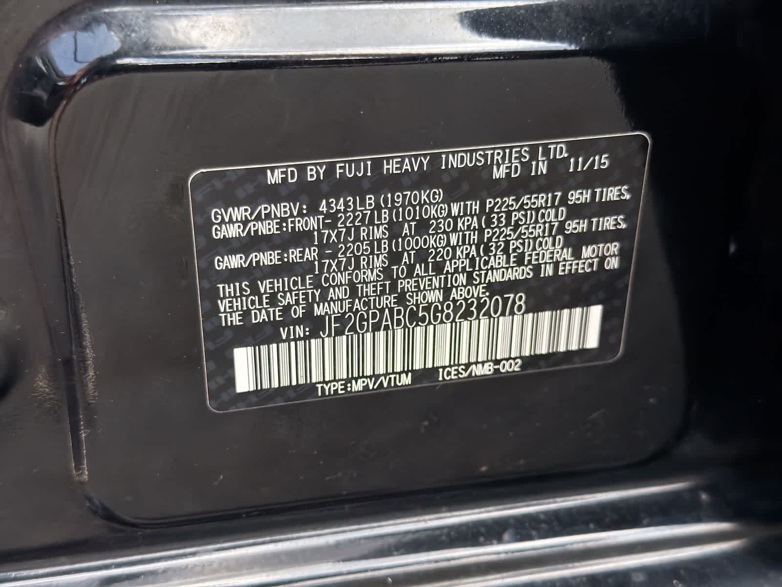 Used 2016 Crystal Black Silica Subaru Premium image 36
