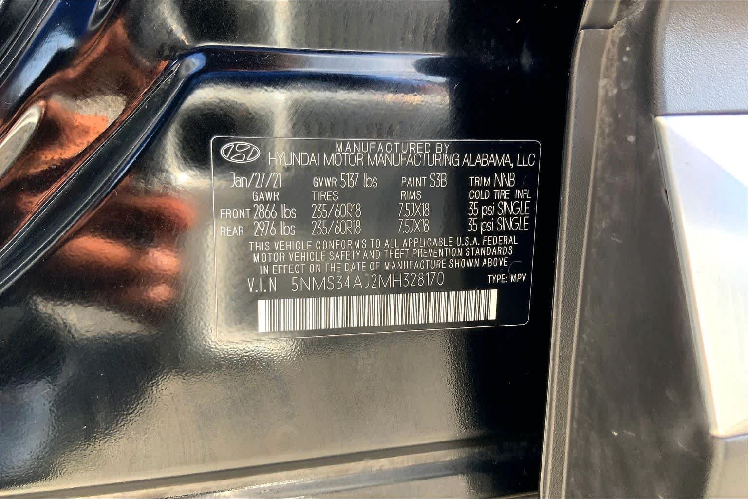 Used 2021 Twilight Black Hyundai SEL image 36