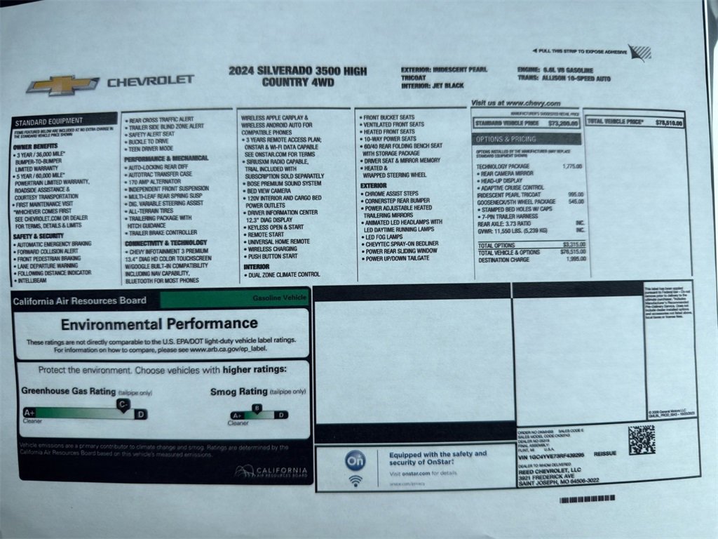 Used 2024 Chevrolet Silverado 3500HD High Country with VIN 1GC4YVE73RF439295 for sale in Kansas City