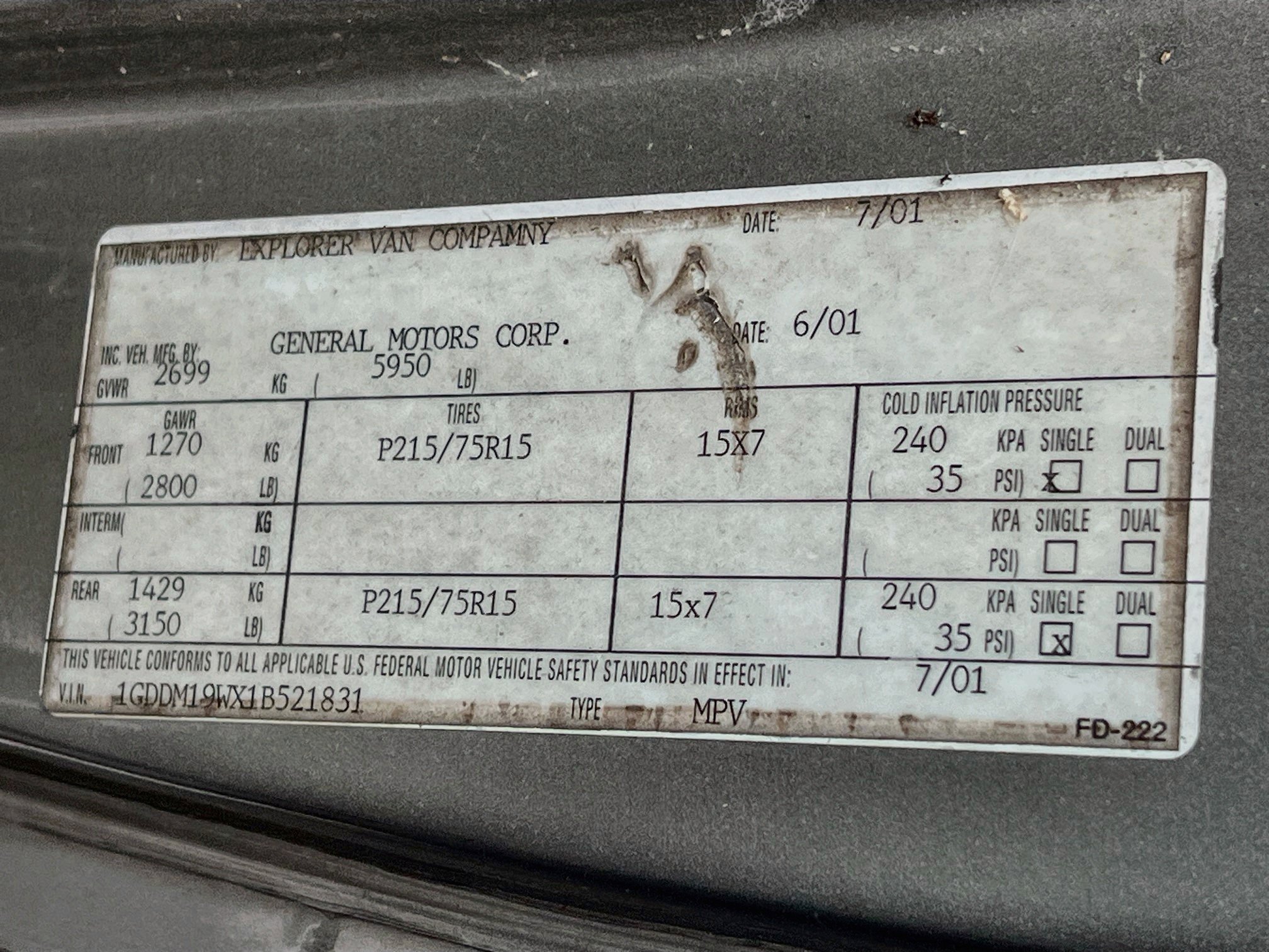 Used 2001 Pewter Metallic GMC YF7 UPFITTER image 10