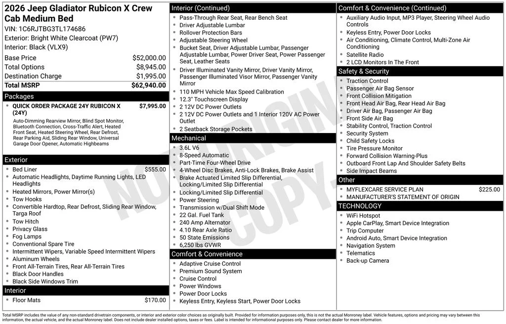 New 2026 Bright White Clearcoat Jeep Rubicon X image 9