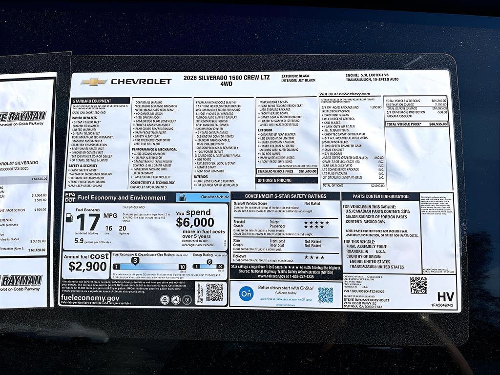 New 2026 Chevrolet Silverado 1500 LTZ 4D Crew Cab