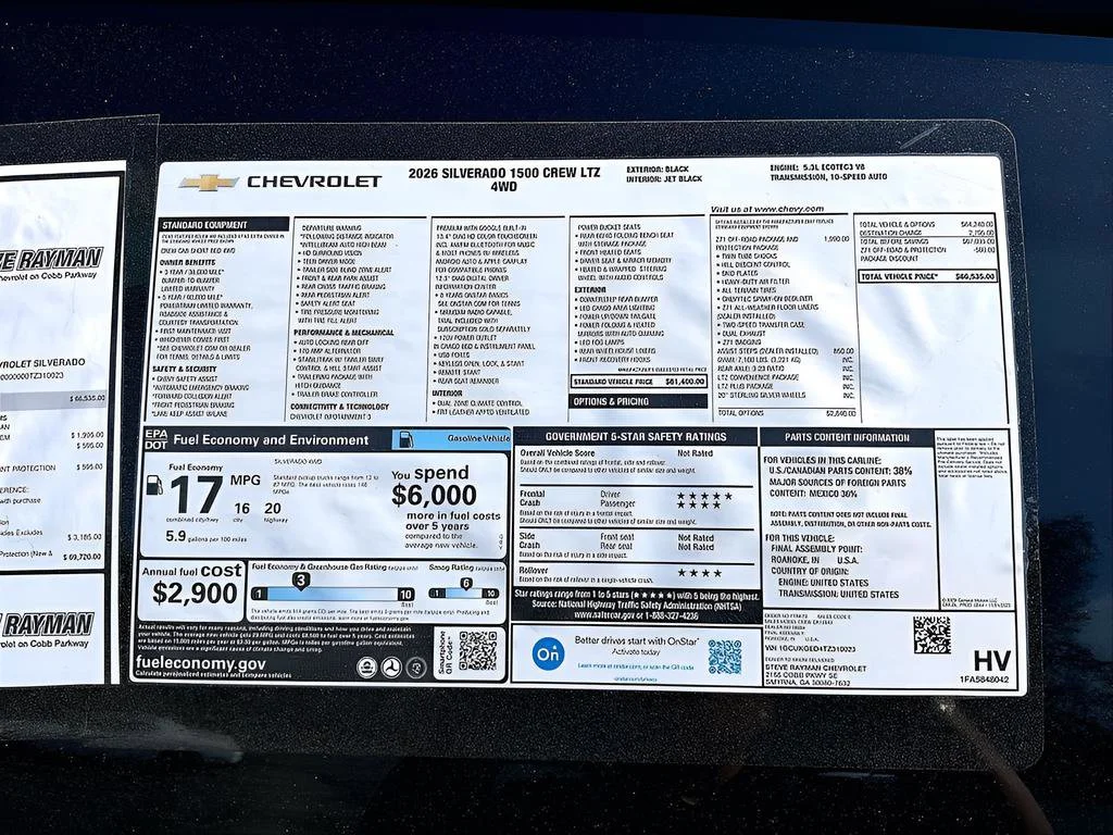 New 2026 Chevrolet Silverado 1500 LTZ 4D Crew Cab