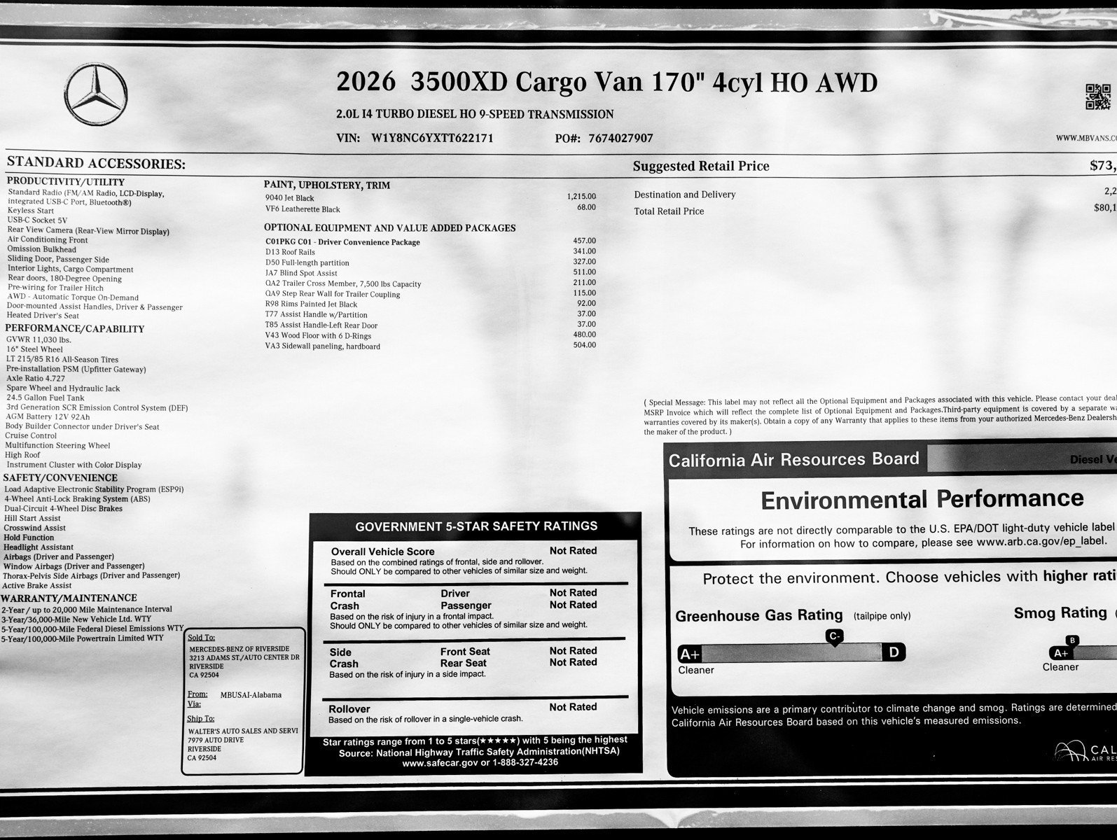 New 2026 Jet Black Mercedes-Benz 3500XD High Roof I4 Diesel HO 170 AWD image 22