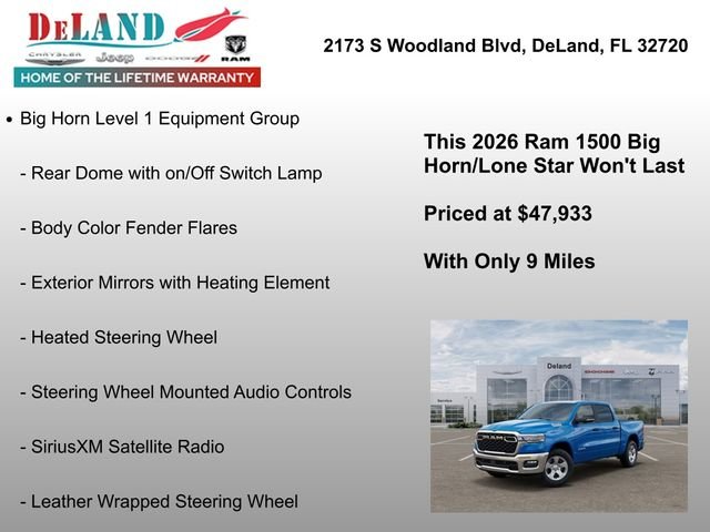 New 2026 Hydro Blue Pearl-Coat Exterior Paint RAM Big Horn/Lone Star image 18