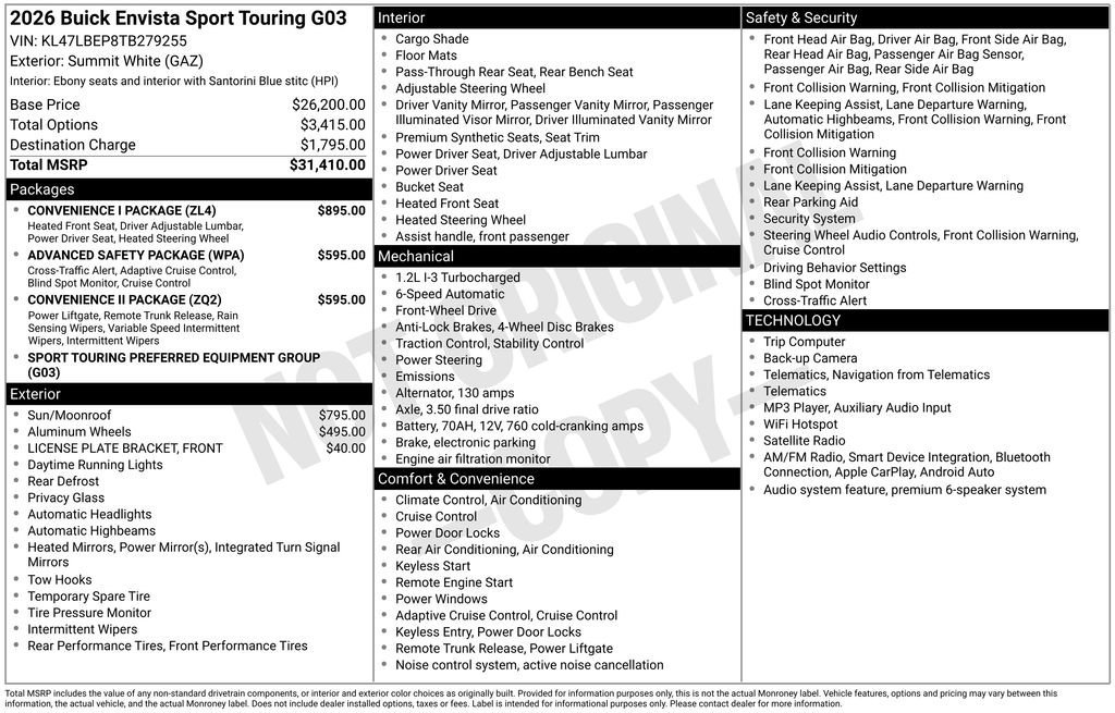 New 2026 Summit White Buick Sport Touring image 27