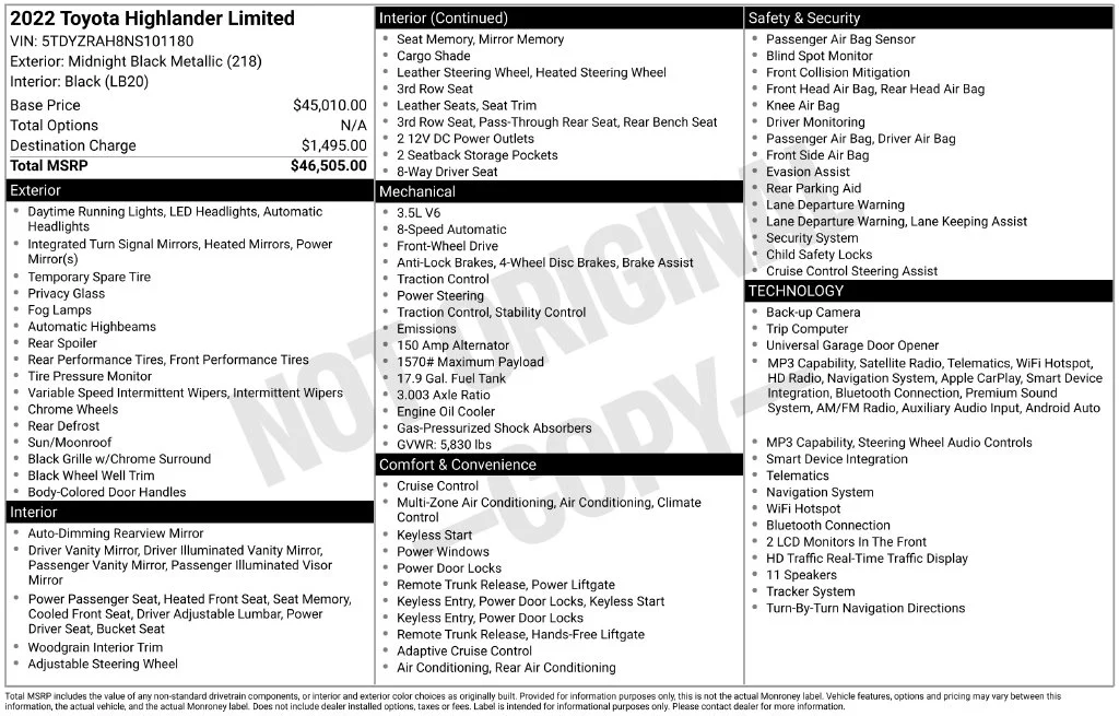 Used 2022 Black Toyota Limited image 45