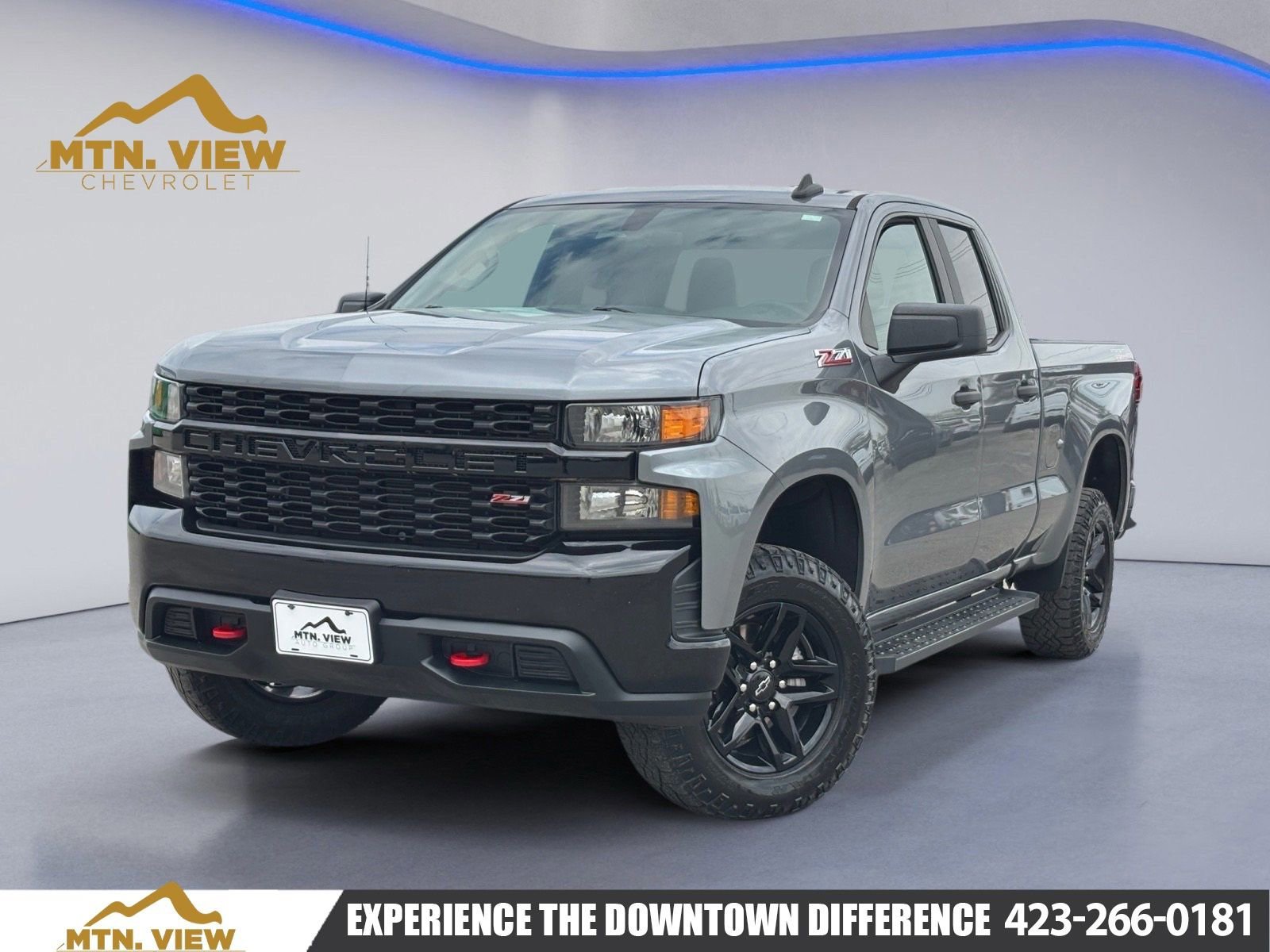 Gray (SATIN STEEL METALLIC) 2020 Chevrolet Silverado 1500 Custom Trail Boss Double Cab 4WD Pickup Truck Four-Wheel Drive
