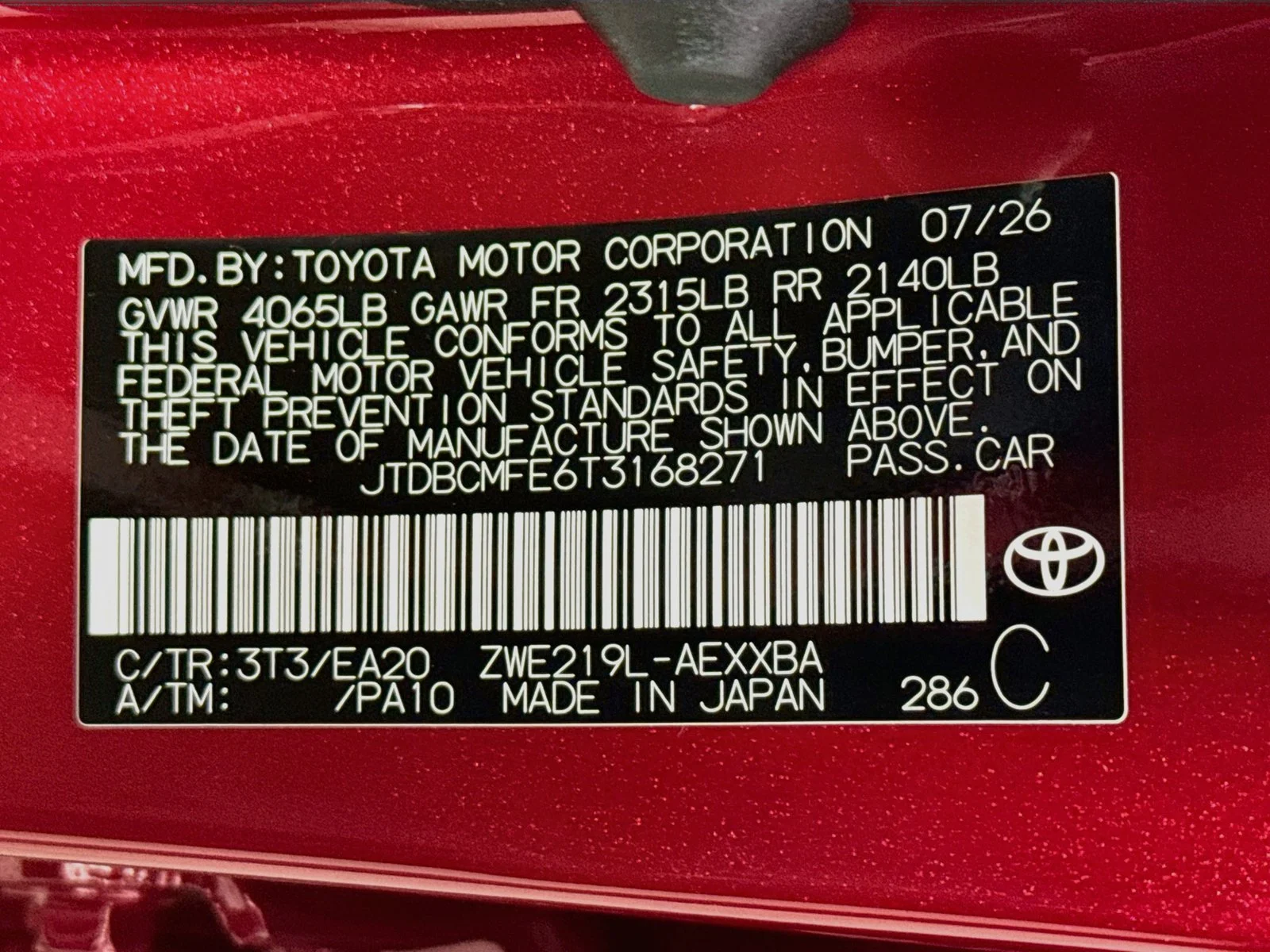 New 2026 Ruby Flare Pearl <sup>1</sup> Toyota  XLE image 20