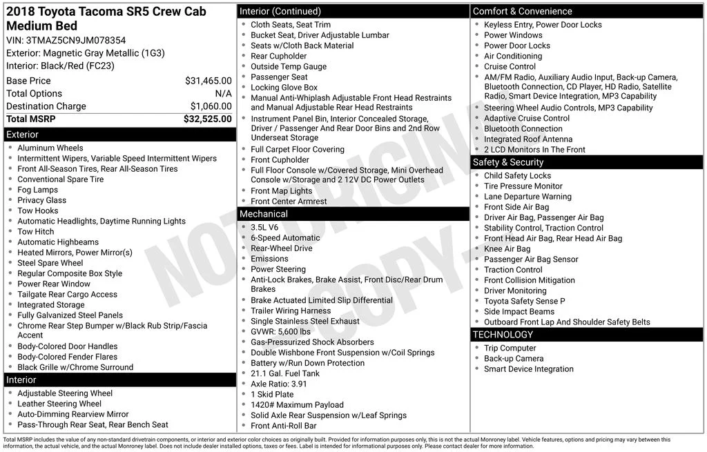 Used 2018 Gray Toyota SR5 image 1