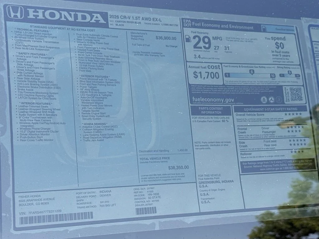 New 2026 Canyon River Blue Metallic Honda EX-L image 26