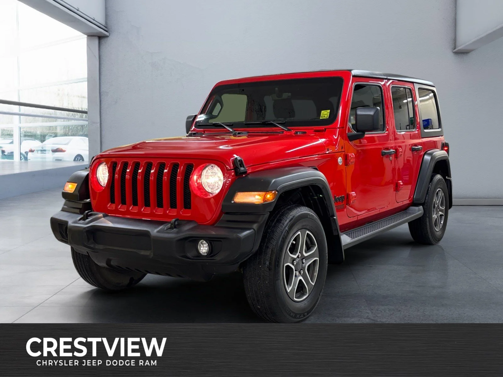 Used 2021 Firecracker Red C/C Jeep Unlimited Sport image 1